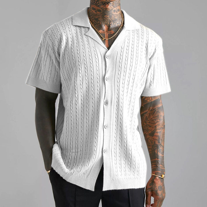 Venice Revere Collar Linear Textured Shirt