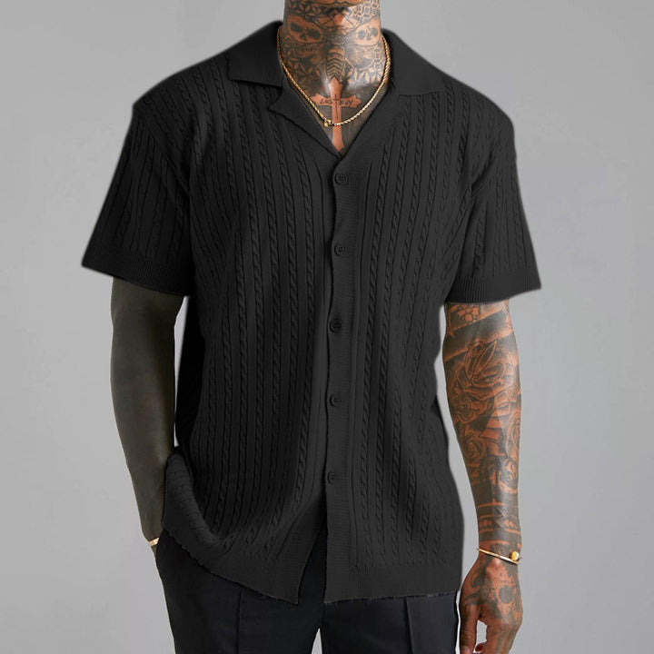 Venice Revere Collar Linear Textured Shirt