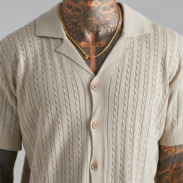 Venice Revere Collar Linear Textured Shirt