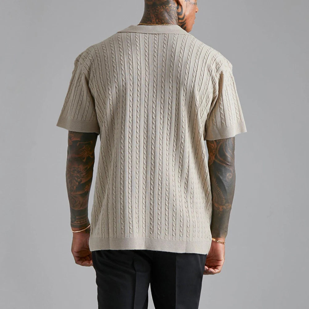 Venice Revere Collar Linear Textured Shirt