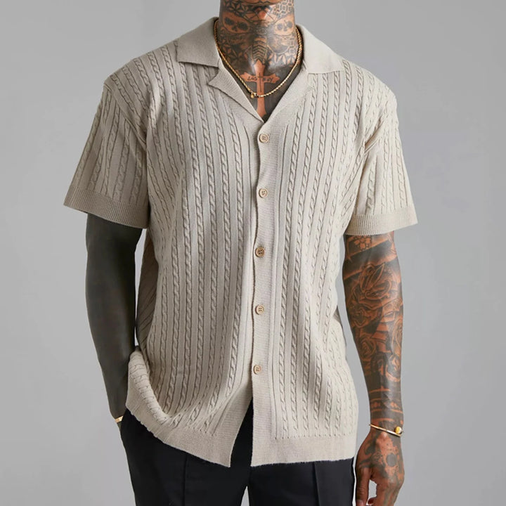 Venice Revere Collar Linear Textured Shirt