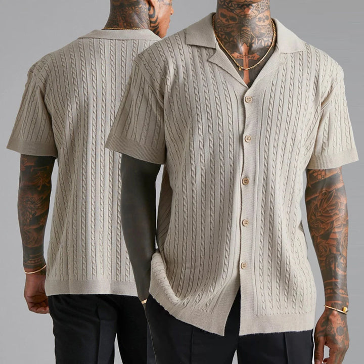 Venice Revere Collar Linear Textured Shirt